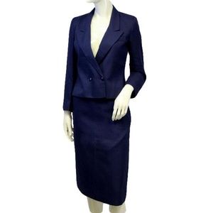 Karen Joyce Royal Purple Knit Power Suit Size 8